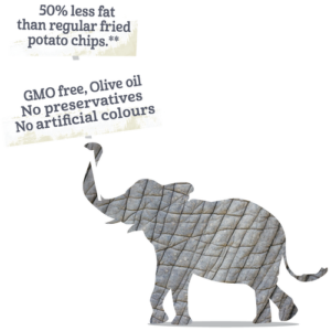Bazqet olifant 50% minder vet en GMO vrij, olijf olie, geen conserveringsmiddelen, geen kunstmatige kleuren