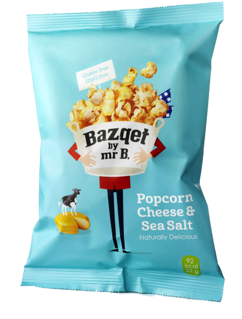 Bazqet Popcorn Cheese Sea Salt verpakking